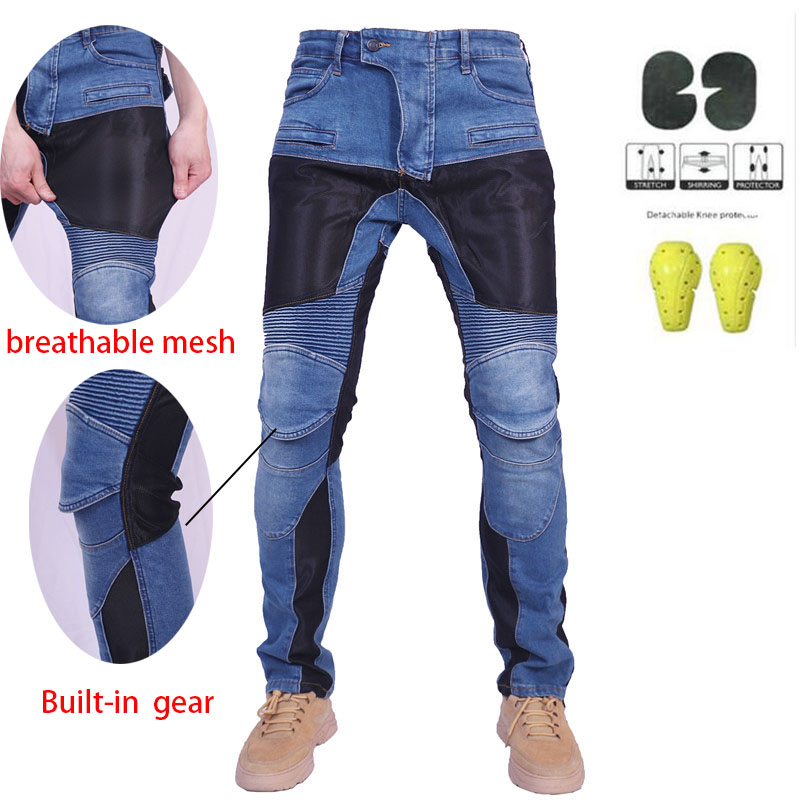 Cycling Gear Pants - Men's Summer Breathable Motorcycle Riding Jeans