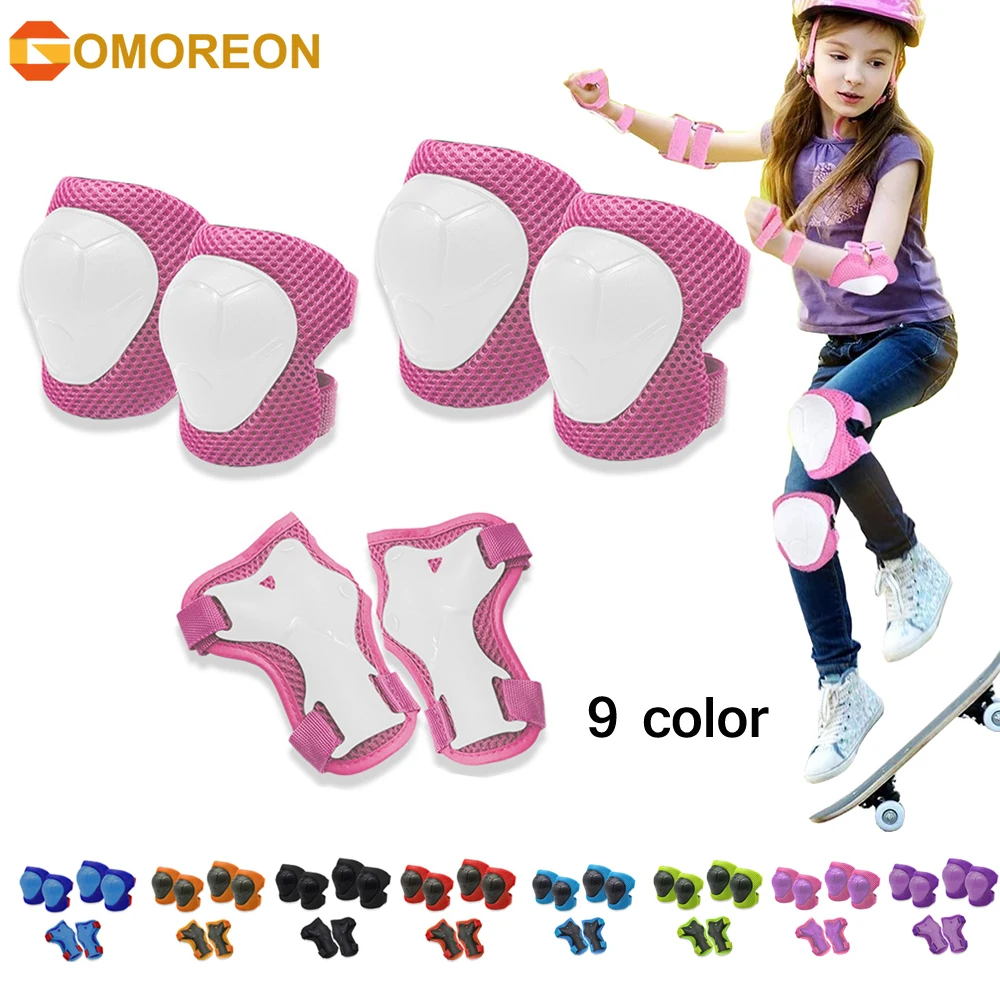 Cycling Gear For Kids - GOMOREON 6Pcs/Set Kids Knee Pads Elbow